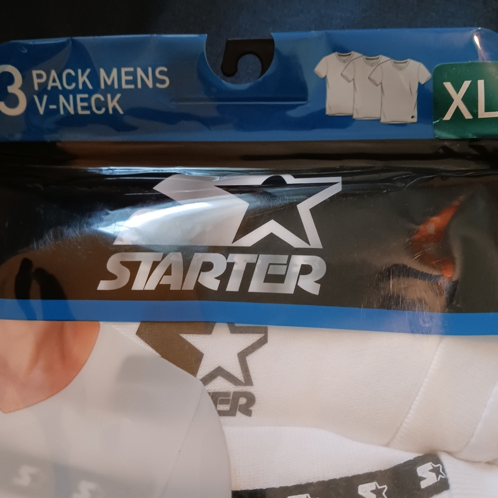 Starter Men's V-neck 3 Pack White T-shirts NWT - Picture 3 of 6